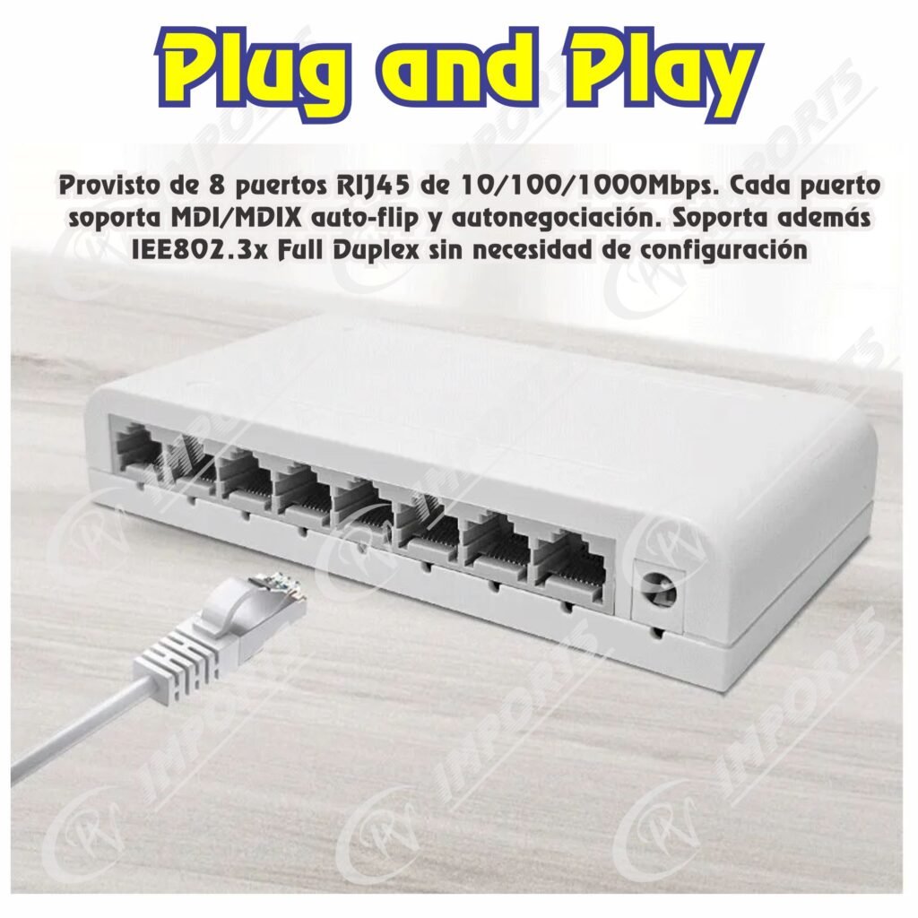 Switch Gigabit de 8 Puertos 10/10/1000 Compacto y Robusto – PV Imports