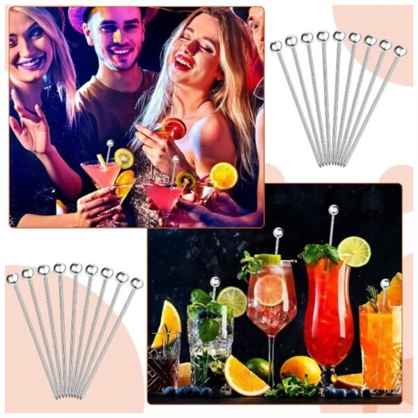 Juego 6 Palitos Pinchos para Coctel o Aperitivos Hechos de Acero Inoxidable