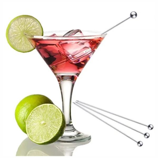 Juego 6 Palitos Pinchos para Coctel o Aperitivos Hechos de Acero Inoxidable