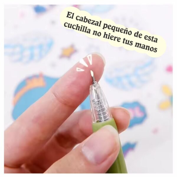 CORTADORA_LAPICERO_CUCHILLA_5 Cutter Lapicero Retráctil de Precisión + 4 Repuestos Cuchilla para Manualidades