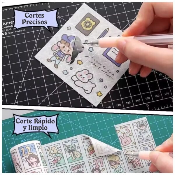 CORTADORA_LAPICERO_CUCHILLA_6 Cutter Lapicero Retráctil de Precisión + 4 Repuestos Cuchilla para Manualidades