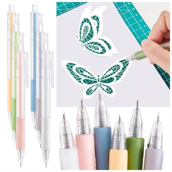 CORTADORA_LAPICERO_CUCHILLA_7 Cutter Lapicero Retráctil de Precisión + 4 Repuestos Cuchilla para Manualidades