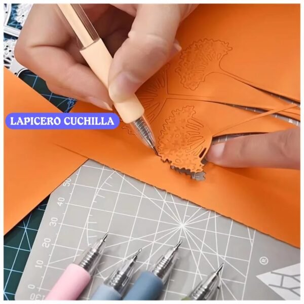 CORTADORA_LAPICERO_CUCHILLA_9 Cutter Lapicero Retráctil de Precisión + 4 Repuestos Cuchilla para Manualidades
