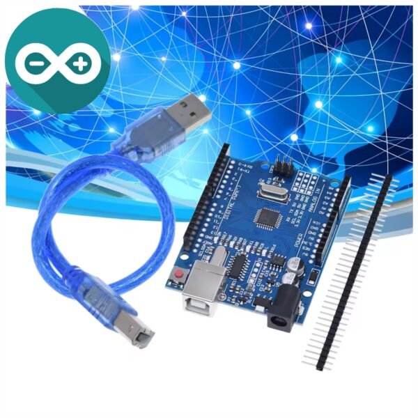 PLACA_ARDUINO_UNO_R3_ATMEGA328P_5 Placa de Desarrollo Arduino R3 Atmega128p con Cable USB y Cabezal de Pines