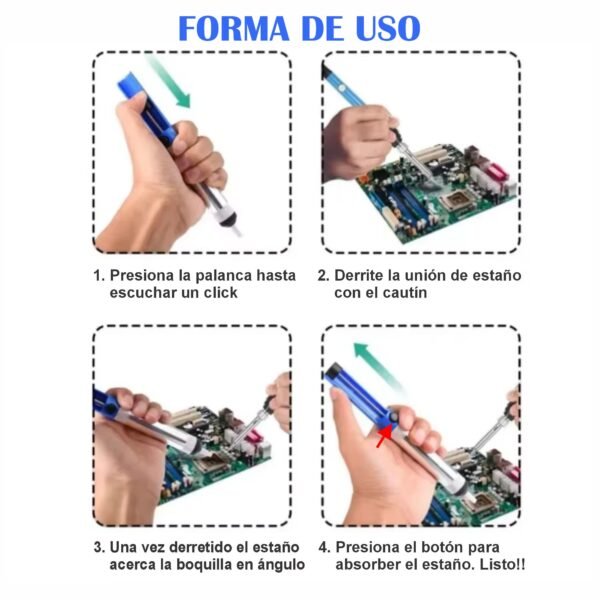 SET BOMBA DE SUCCIÓN DE ESTAÑO MÁS MALLA PARA DESOLDAR - REPARACIÓN MANTENIMIENTO ELECTRÓNICO