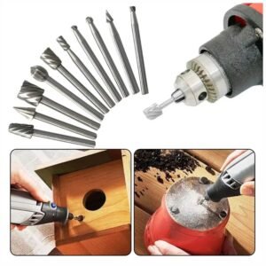 Set 10 Fresas Limas Brocas Rotativas Tallado Pulido Compatible con Dremel Taladro