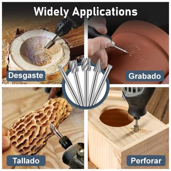 Set 10 Fresas Limas Brocas Rotativas Tallado Pulido Compatible con Dremel Taladro