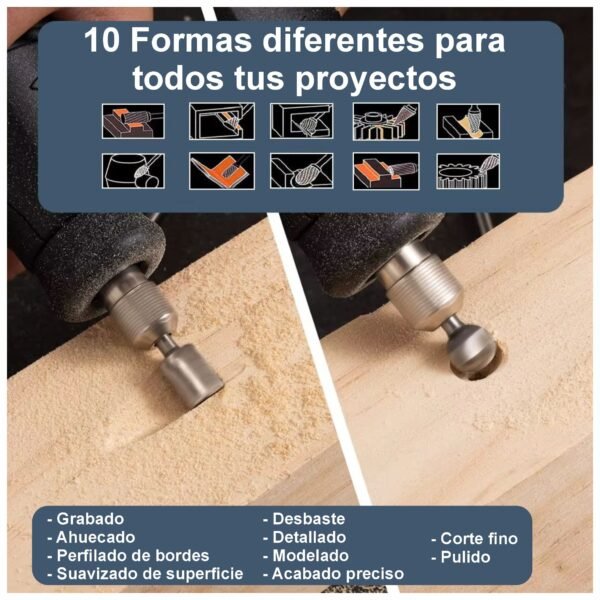 Set 10 Fresas Limas Brocas Rotativas Tallado Pulido Compatible con Dremel Taladro