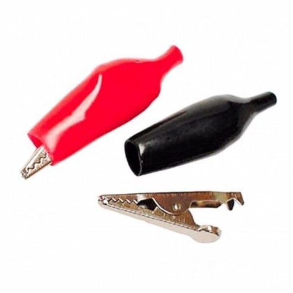 Pack 4 Pares de Pinzas Cocodrilo Aisladas de 28mm (4 rojas y 4 negras)