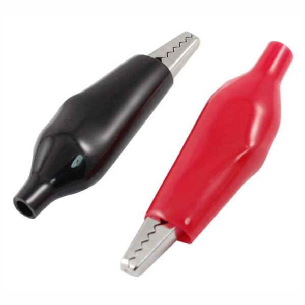 Pack 4 Pares de Pinzas Cocodrilo Aisladas de 28mm (4 rojas y 4 negras)