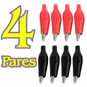 Pack 4 Pares de Pinzas Cocodrilo Aisladas de 28mm (4 rojas y 4 negras)