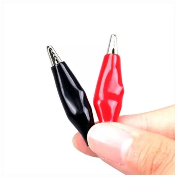 Pack 4 Pares de Pinzas Cocodrilo Aisladas de 28mm (4 rojas y 4 negras)