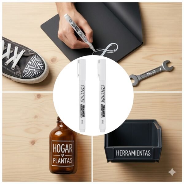 Pack 2 Marcador Rotulador Blanco Impermeable Multisuperficie Permanente