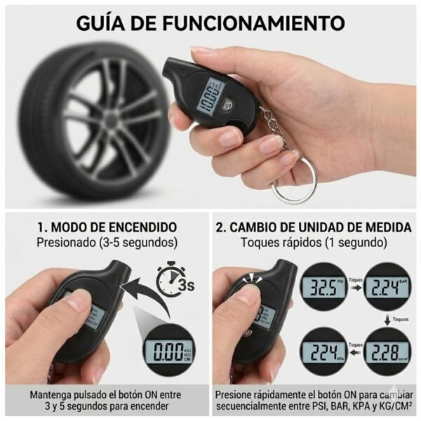 MEDIDOR_PRESION_LLANTAS_8 Medidor de Presión Digital Para Llantas 3-150 PSI Tipo Llavero