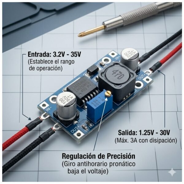 Modulo Reductor Voltaje LM2596S 3.2V-35V a 1.25V-30V 3A Step-Down DC-DC
