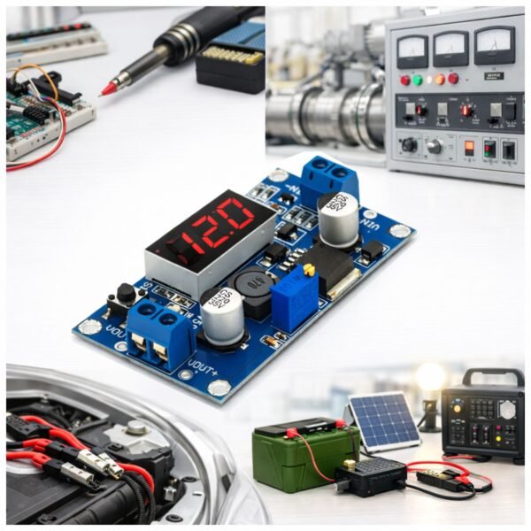 MODULO_LM2596S_VOLTIMETRO_REDUCTOR_VOLTAJE_1 Modulo Reductor Voltaje LM2596 con voltímetro 3.2V-35V a 1.25V-30V 3A Step-Down DC-DC
