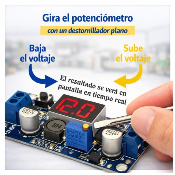 MODULO_LM2596S_VOLTIMETRO_REDUCTOR_VOLTAJE_3 Modulo Reductor Voltaje LM2596 con voltímetro 3.2V-35V a 1.25V-30V 3A Step-Down DC-DC