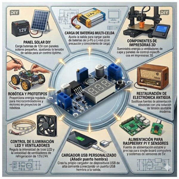 MODULO_LM2596S_VOLTIMETRO_REDUCTOR_VOLTAJE_5 Modulo Reductor Voltaje LM2596 con voltímetro 3.2V-35V a 1.25V-30V 3A Step-Down DC-DC