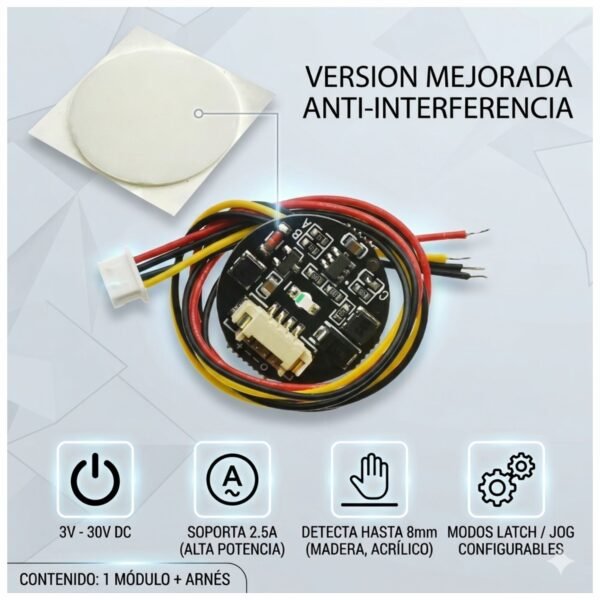 SENSOR_TACTIL_5 Módulo Interruptor Sensor Táctil 3v-30v 2.5a Alta Potencia