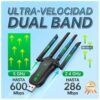 Adaptador USB Wifi6 Dual Band+ Bluetooth 5.4 con 4 Antenas Alta ganancia y velocidad - 2 en 1 - AX900