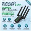 Adaptador USB Wifi6 Dual Band+ Bluetooth 5.4 con 4 Antenas Alta ganancia y velocidad - 2 en 1 - AX900