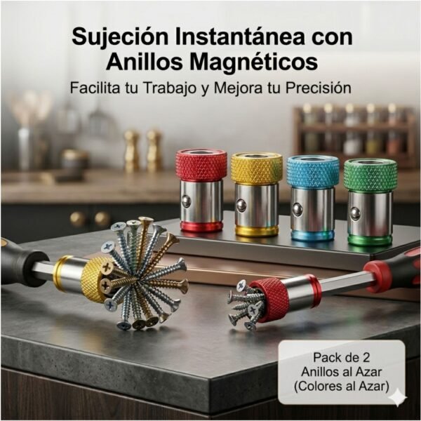 Pack 2 Anillos Magnéticos Universales para Desarmador Destornillador Taladro 1/4