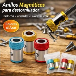 Pack 2 Anillos Magnéticos Universales para Desarmador Destornillador Taladro 1/4