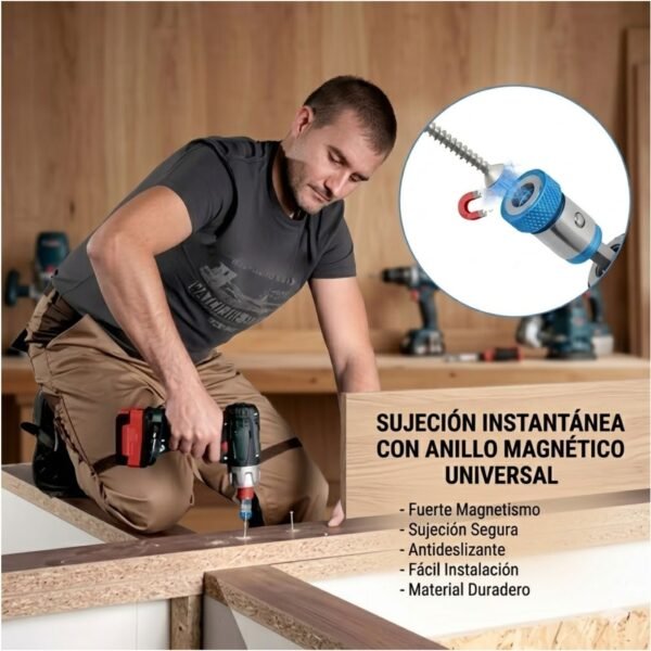 Pack 2 Anillos Magnéticos Universales para Desarmador Destornillador Taladro 1/4