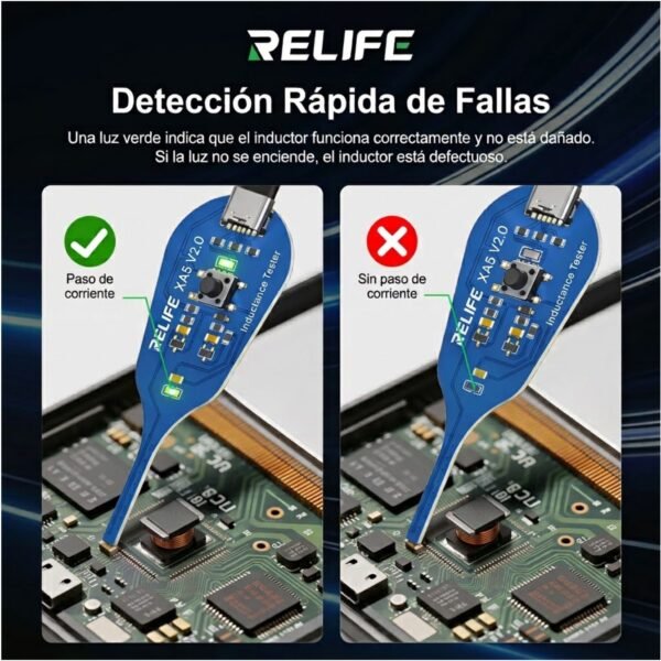 TESTEADOR_INDUCTANCIA_RELIFE_4 Probador de Inductancia RELIFE XA5 V2.0 Detector de Fallas USB-C Profesional