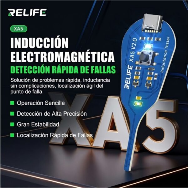 TESTEADOR_INDUCTANCIA_RELIFE_7 Probador de Inductancia RELIFE XA5 V2.0 Detector de Fallas USB-C Profesional