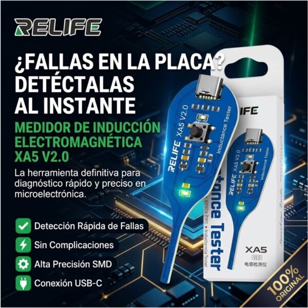 TESTEADOR_INDUCTANCIA_RELIFE_8 Probador de Inductancia RELIFE XA5 V2.0 Detector de Fallas USB-C Profesional